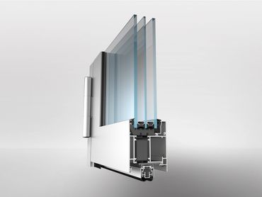 ALT W72 entrance door system with premium aluminum profile and triple-glass panel by Avrams Windows.