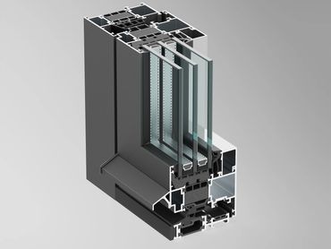 ALT W72 aluminum entrance door profile with insulated system and triple-glass panel.