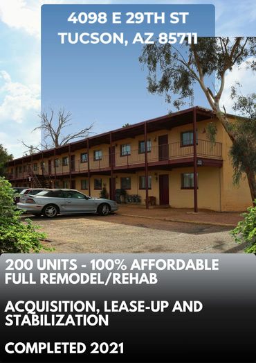 Affordable 200-unit apartment complex in Tucson, AZ, fully remodeled and stabilized in 2021.