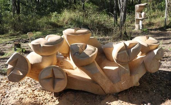 Sculpture of gumnuts carved from freshwater sandstone