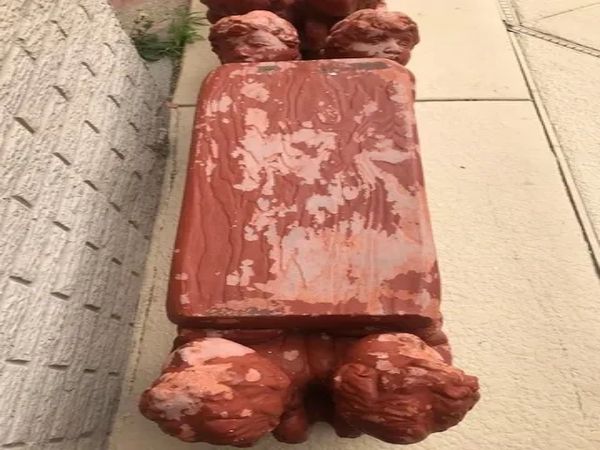 Here is the raw terra cotta bench to be refurbished.