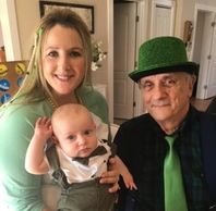 Grandpa, Mother and baby in St. Patrick's Day green clothing