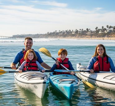 Family Kayaking at La Jolla Shores Beach