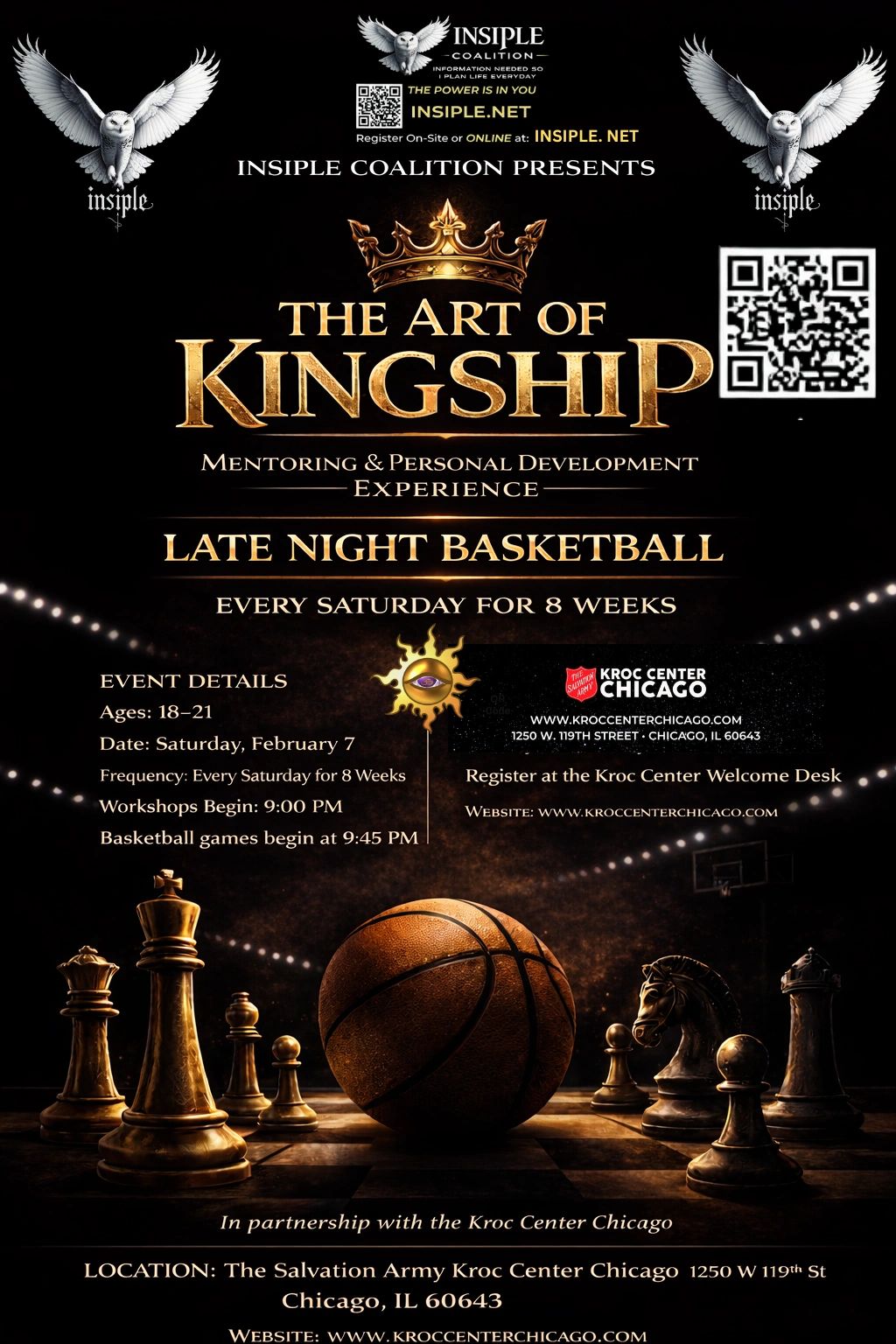 The Art of Kingship mentoring and personal development with late night basketball every Saturday.