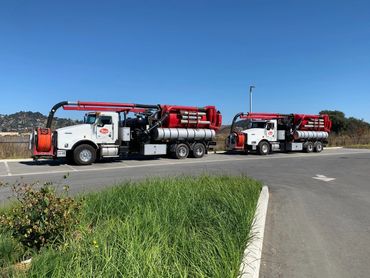 Two Vactor combination sewer cleaning trucks ready to go to work.