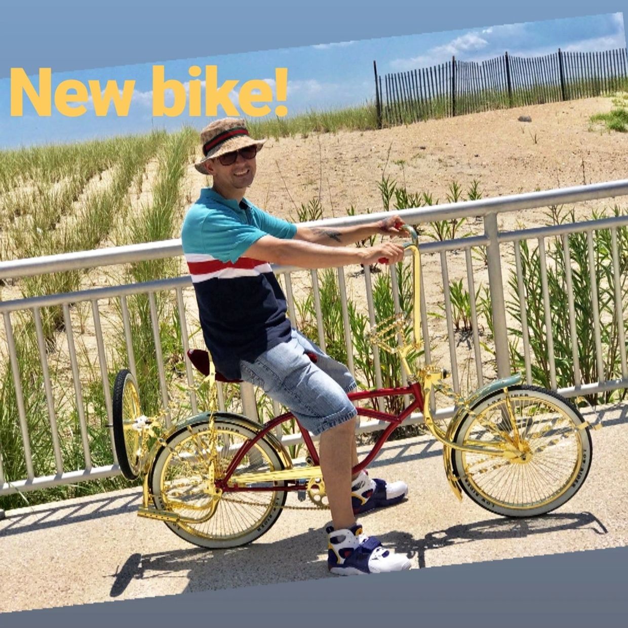 Me on my gold lowrider bike in New York City! Hottest bike in the NYC!