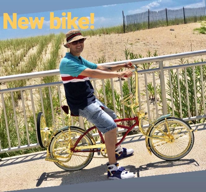 Me on my gold lowrider bike in New York City! Hottest bike in the NYC!