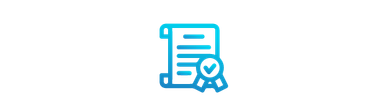 A blue icon of a document with a magnifying glass.