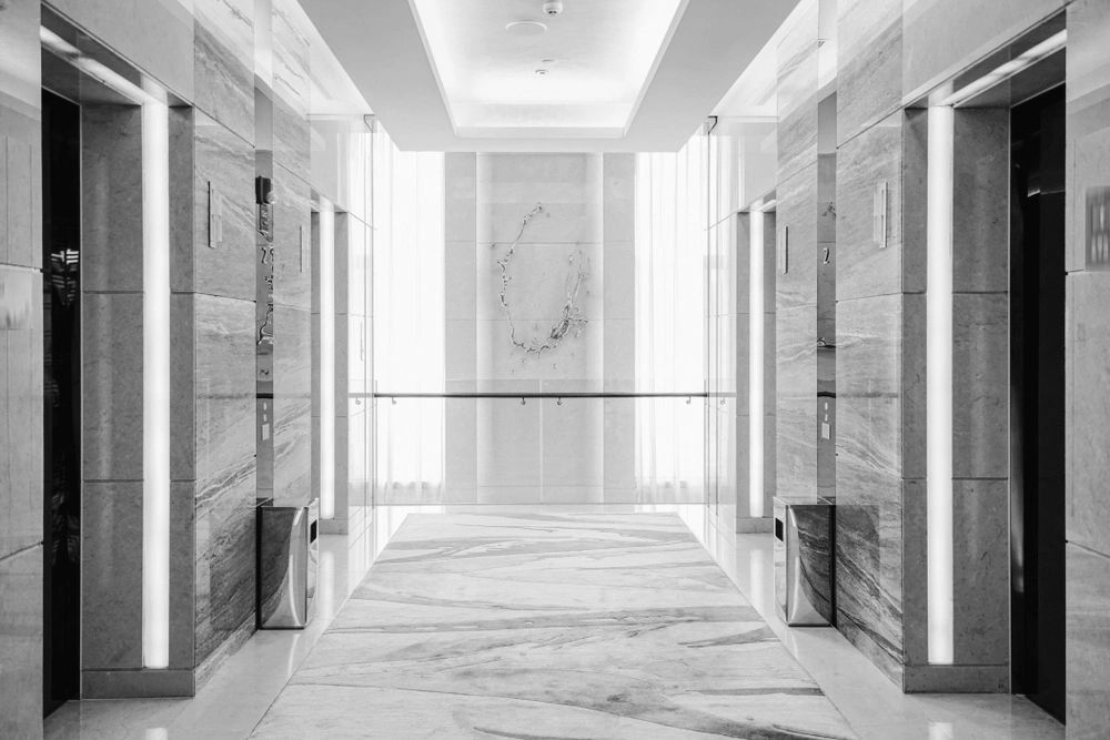 Strategic Building Services Inc. clean elevator lobby.
