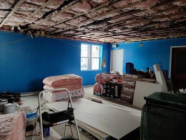 Our very blue laundromat walls!