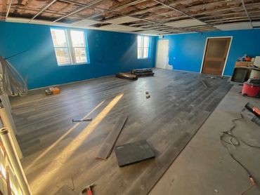 Laundromat floor being installed