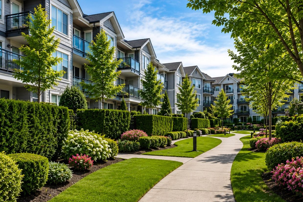 Strata landscape maintenance services in Delta BC for condo buildings townhouse complexes