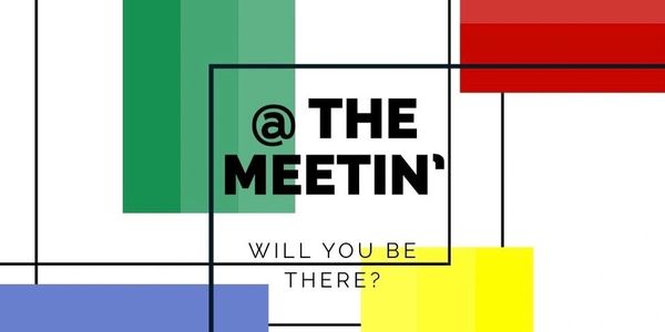 Abstract invitation design with colorful geometric shapes and text.