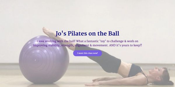 Woman performing Pilates with a purple exercise ball for stability and strength.