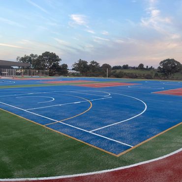 Synthetic turf multi sport area at a school