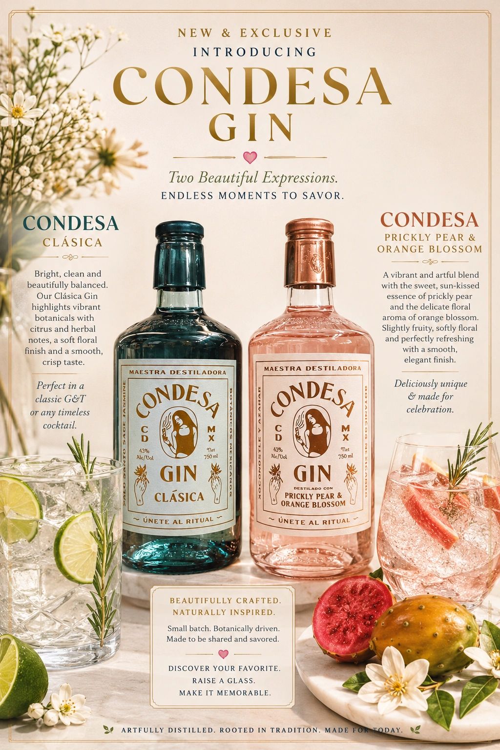 Condessa is a fresh addition to our Ginventory ! From Mexico, the Prickly Pear and Orange Blossom fl