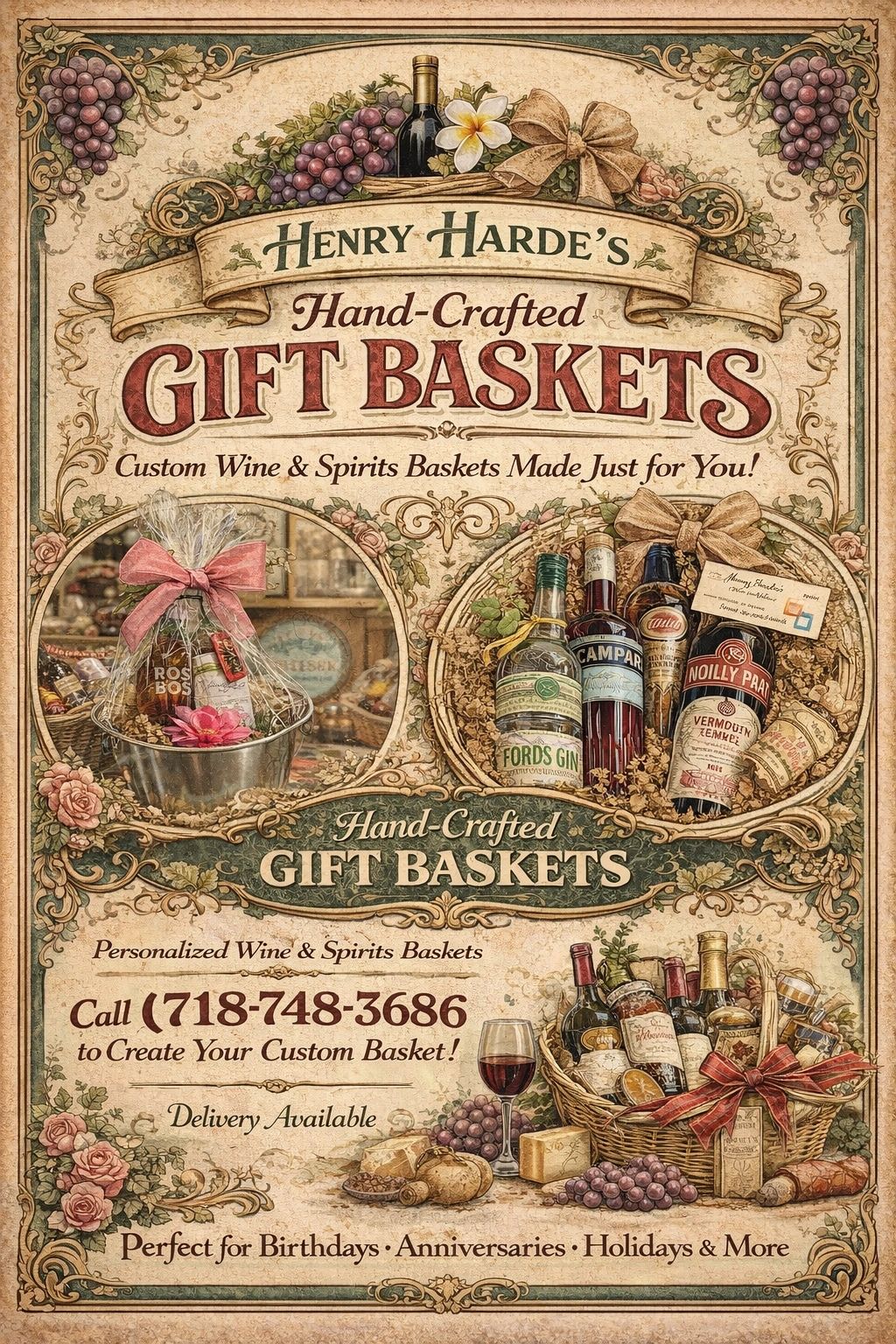 Custom made baskets of cheer make the perfect gift!