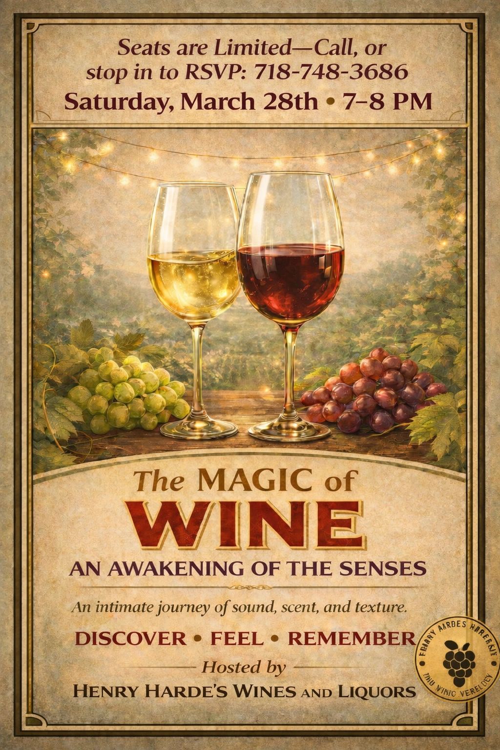 The Magic of Wine is a free wine class at Harde’s. Please sign up to reserve a seat!