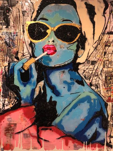 Audrey 
Mixed media with glass on canvas
2017 48x36 inches
MIKERAZ
