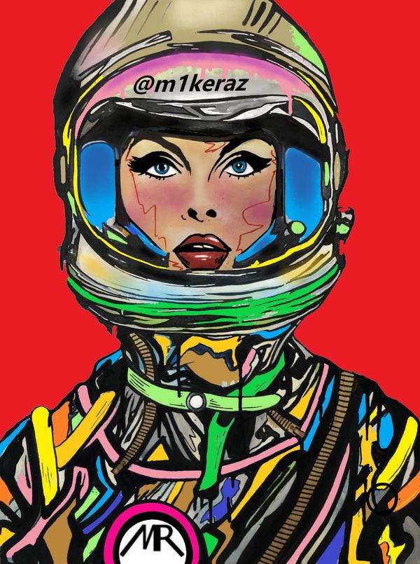 spacegirl sticker nyc street art by mikeraz m1keraz