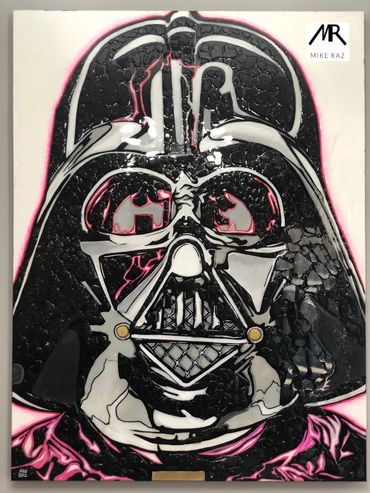 DARTH
Mixed media with glass  and resin on canvas 2020 40x30 inches
MIKERAZ