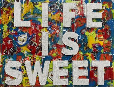 LIFE IS SWEET Mixed media on canvas 30"x 40" 2021

MIKERAZ