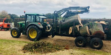 Tree removal with tractor from a site clearance job in Hedge End.