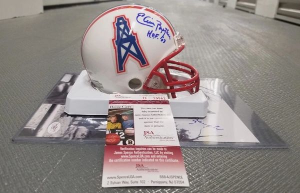 Elvin Bethea Hall of Fame 03 NFL Oilers Signed Mini Helmet - JSA Authentication