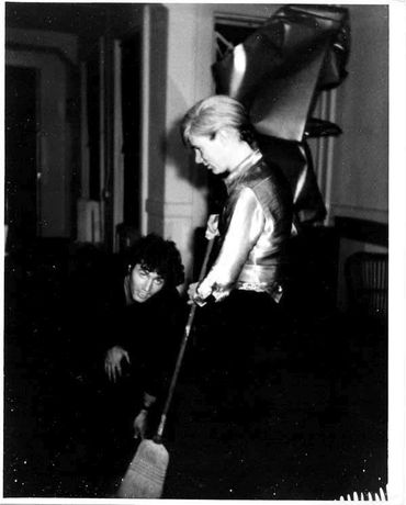 Gerard Malanga and Andy Warhol sweeping up at The Silver Factory