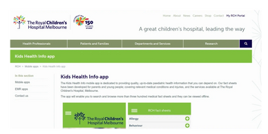 Kids Health Info App
Melbourne Paediatric Clinic