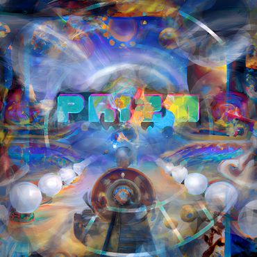 Abstract digital artwork with vivid colors and the word "PHIZM".