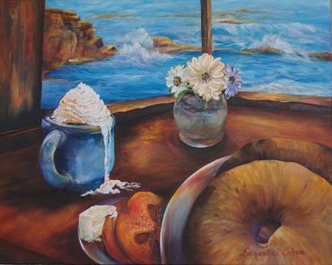 Title: Breakfast By The Sea 
Medium:  Acrylic
Size: 16 x 20 inches
Canvas Wrap, Ready to Hang
Price: