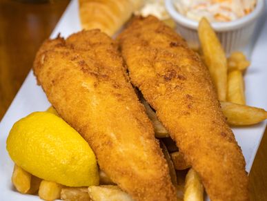 Lake Erie pickerel dinner with fries