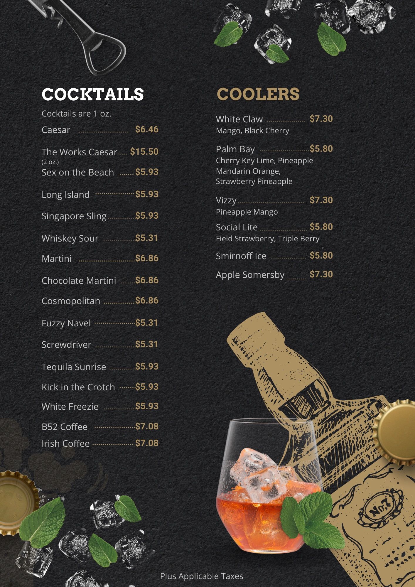 Cocktails and coolers