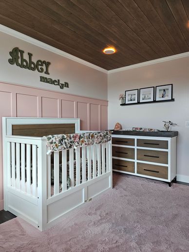 My daughter's nursery. Custom Baby Crib, Dresser and finish.