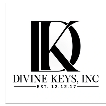 Logo for Divine Keys, Inc with stylized DK letters and establishment date.