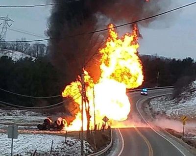 Propane tanker accident and explosion kills driver and left to burn out over several days