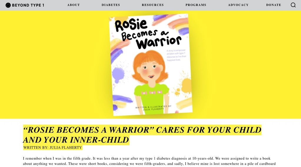 Rosie Becomes a Warrior Featured on BeyondType1.org