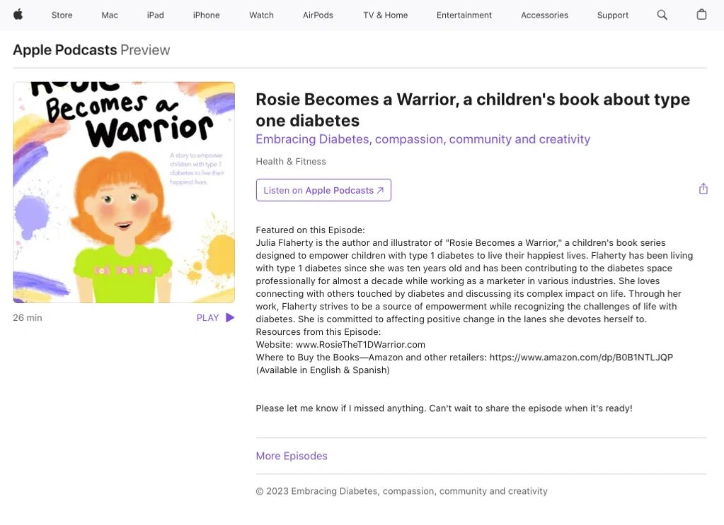 "Rosie Becomes a Warrior" author and illustrator Julia Flaherty chatted with Embracing Diabetes pod.