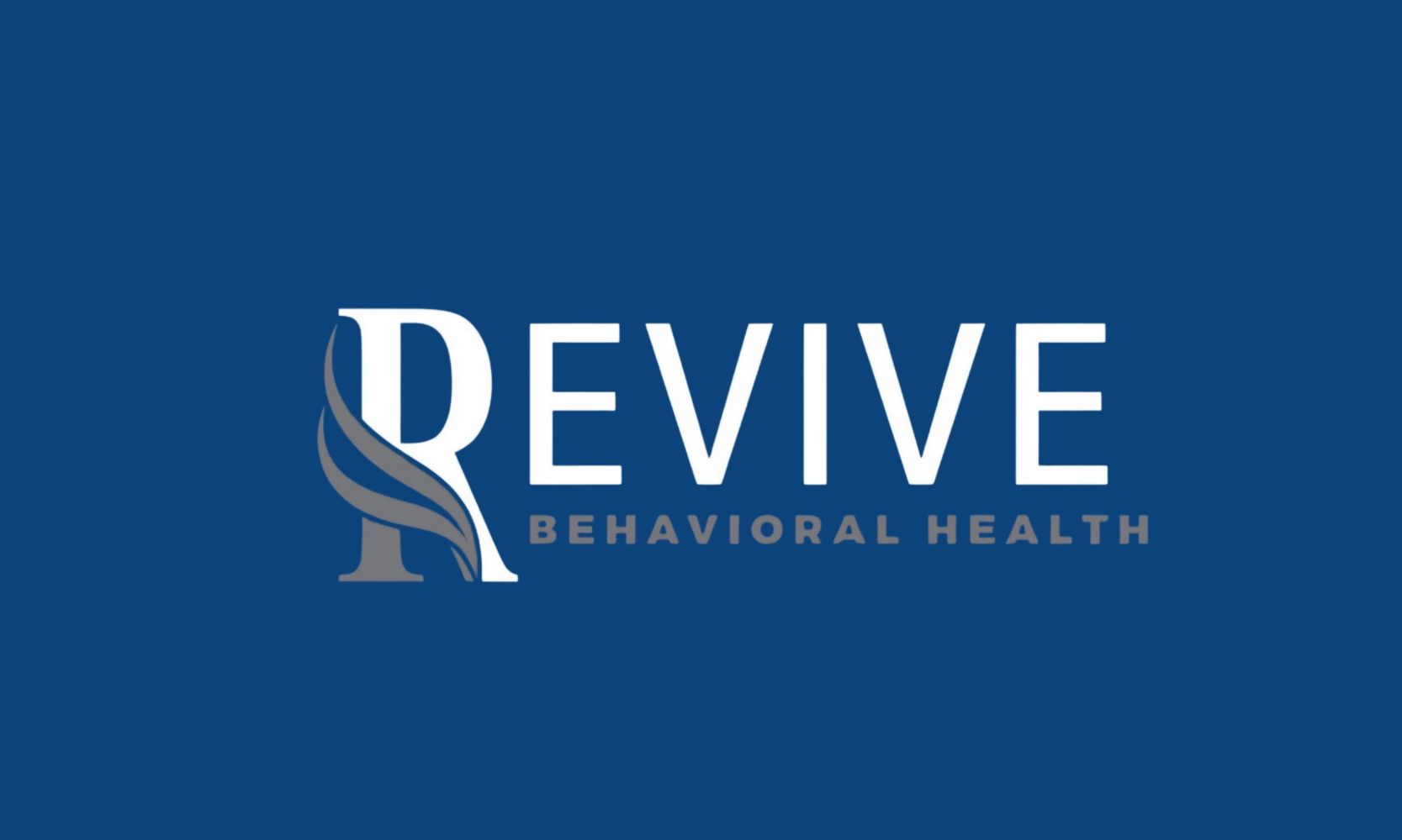 Logo for Revive Behavioral Health with a blue background.