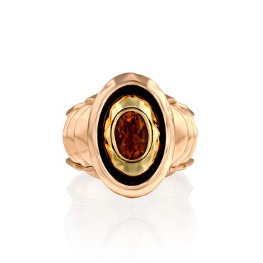 Aglaida, GEM's Collection, Oval model, Rose Gold 18 Karat, Weight 15 gr., Citrine