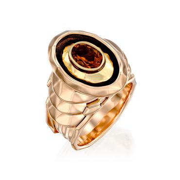 Aglaida, GEM's Collection, Oval model, Rose Gold 18 Karat, Weight 15 gr., Citrine