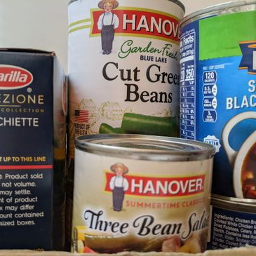 Food pantry at the Wallington Presbyterian Church. Image of canned goods.
