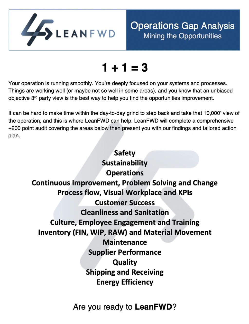 Operations Audit Categories