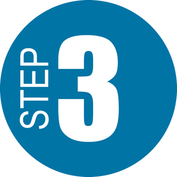 Big blue circle with step three
