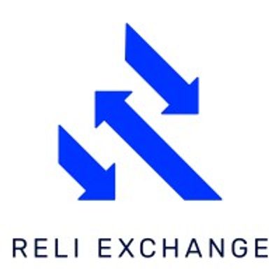 Blue arrows logo with 'Reli Exchange' text below.