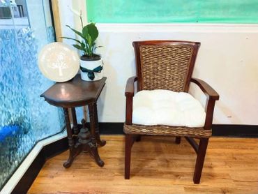 rustic chair in the waiting area
