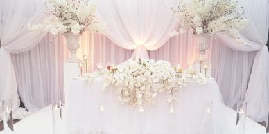 Full Room Draping, Back Drops, Head Table Draping, Stage Draping, Ceiling Draping