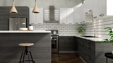 Dark Grey and Gloss White Kitchen
