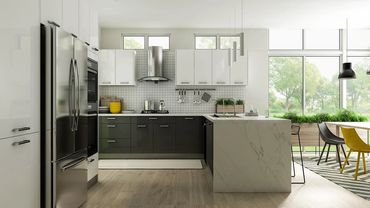 Frameless Gloss White Cabinets